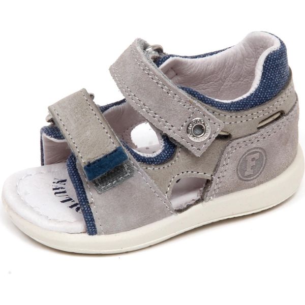 F7448 Sandalo Bimbo Boy Baby Grey/Blu Jeans Falcotto Vintage Effect Shoe-image