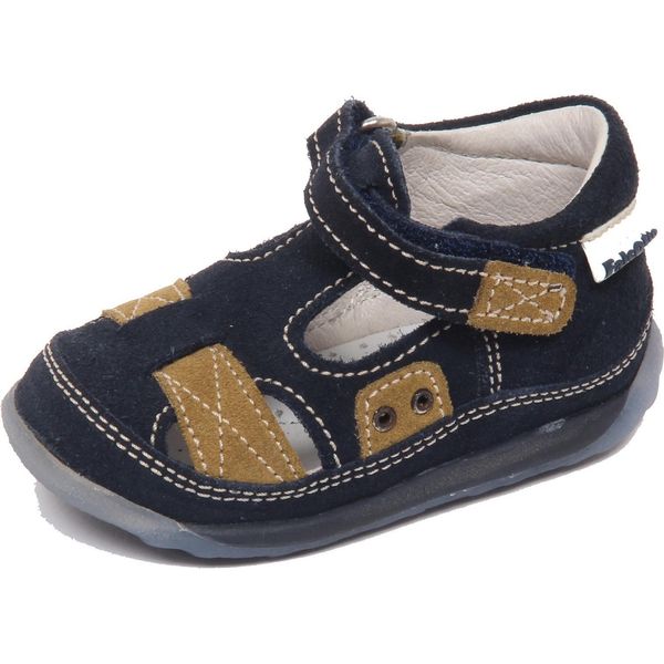 F7314 Sandalo Bimbo Boy Baby Blu/Beige Falcotto Scarpe Suede Shoe-image