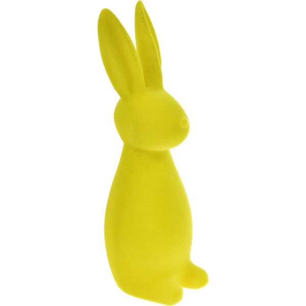 Decorazione Coniglietto Pasquale Giallo Verde Floccato - In Piedi 47 Cm 2A Scelta-image