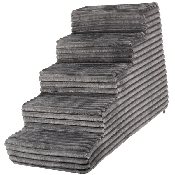 Scala Per Cani Alta 50 Cm | Scala Per Animali Domestici 5 Gradini Per Cani E Gatti | Antiscivolo, Morbida E Sfoderabile, Grigio Scuro-image