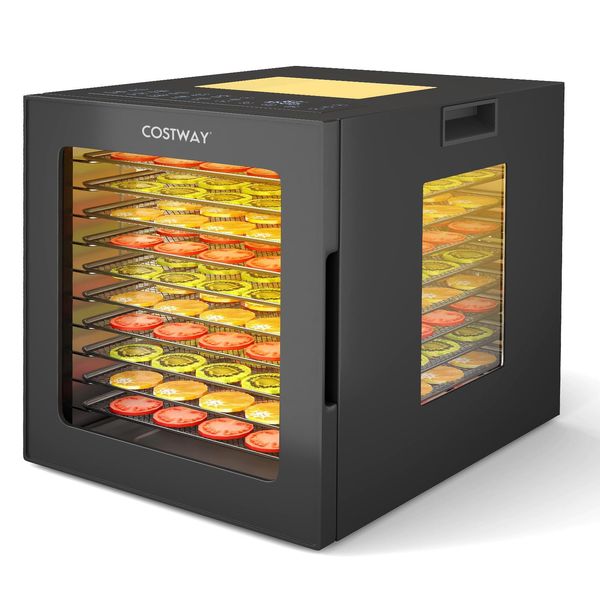 Costway 850W Disidratatore Con 10 Vassoi In Acciaio Inox, 10 Programmi Preimpostati, Timer 48H E Temperatura 30-75℃, Disidratatore Alimentare-image