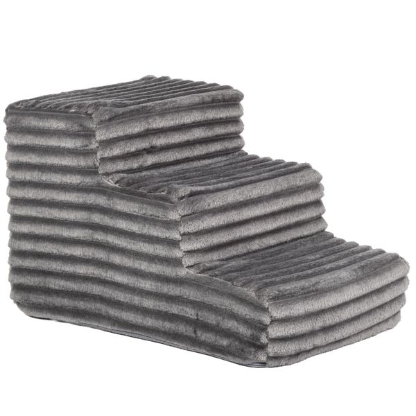 Scala Per Cani Alta 30 Cm | Scala Per Animali Domestici 3 Gradini Per Cani E Gatti | Antiscivolo, Morbida E Sfoderabile, Grigio Scuro-image