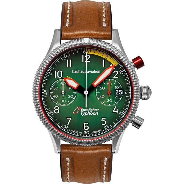 Bauhaus 2576-4 Orologio Da Uomo Aviation Eurofighter Chronograph Marrone/Verde-image