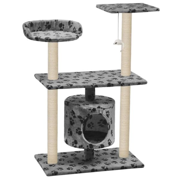Vidaxl Tiragraffi Per Gatti In Sisal 95 Cm Grigio Con Impronta Di Zampa-image