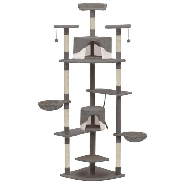 Vidaxl Tiragraffi Per Gatti Con Tiragraffi In Sisal 203 Cm Grigio E Bianco-image