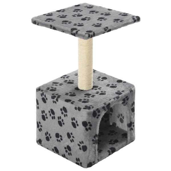 Vidaxl Tiragraffi Per Gatti In Sisal 55 Cm Grigio Con Impronta Di Zampa-image