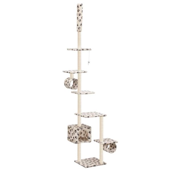 Vidaxl Albero Per Gatti Con Tiragraffi In Sisal 260 Cm Disegno A Zampa Beige-image