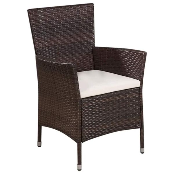 Vidaxl Sedia E Sgabello Da Giardino Con Cuscini In Poly Rattan Marrone-image