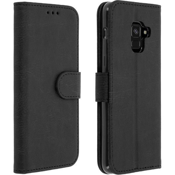 Avizar, Flip Cover Portafoglio, Custodia In Similcuoio Per Samsung Galaxy A8, Nero-image