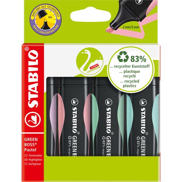 Stabilo Green Boss Evidenziatore 4 Pz Punta Smussata Verde, Menta, Rosa, Viola-image