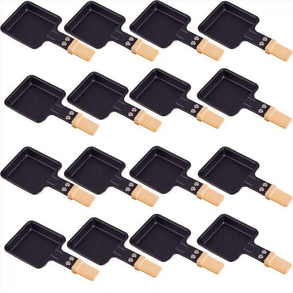 Padelle Per Raclette Syntrox Quadrate Con Manico In Bambù 16 Pezzi-image