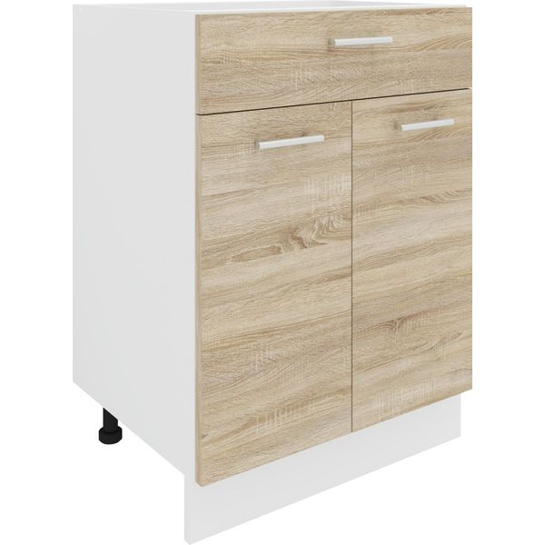 Armadio Per Mobili Da Cucina Esilo Bianco / Sonoma Rovere A. 82 X L. 60 X P. 46 Cm-image