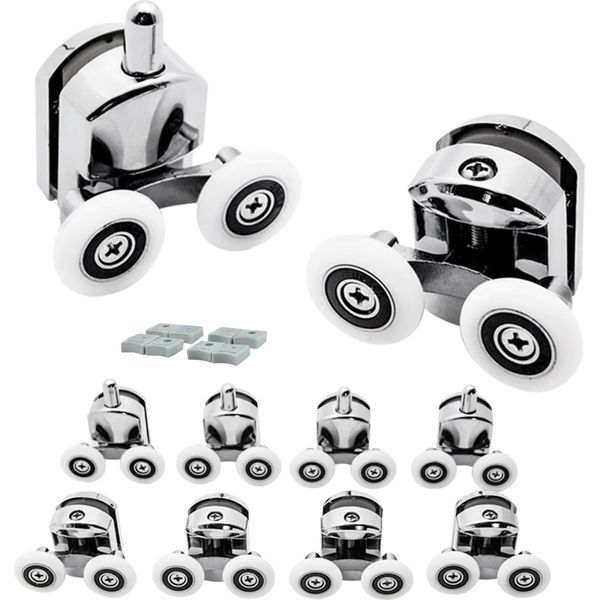 Set Di Rulli Per Porte Doccia 4 Rulli Superiori E 4 Rulli Inferiori Rulli Per Cabine Doccia Resistenti Alla Ruggine 22900-image