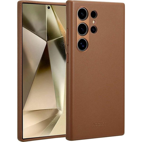 Custodia Samsung Galaxy S24 Ultra - Vera Pelle - Custodia Rigida/Copertura Posteriore Accezz - Marrone-image