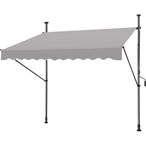 Va-Cerulean Tenda Da Sole A Morsetto Tenda Da Sole Per Balconi Schermo Privacy A Scomparsa Manuale Tenda Da Sole Per Balconi Senza Trapano Regolabile In Altezza, Resistente Ai Raggi Uv (300 X 120 Cm, Grigio)-image