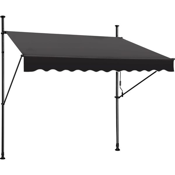 Va-Cerulean Tenda Da Sole A Morsetto Tenda Da Sole Per Balcone Schermo Privacy A Scomparsa Manuale Tenda Da Sole Per Balcone Senza Foratura Regolabile In Altezza, Resistente Ai Raggi Uv (250 X 120 Cm, Grigio Scuro)-image