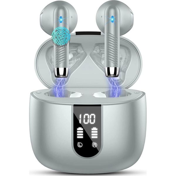 Bluetooth 5.3 Senza Fili, 2024 Con 4 Microfoni, Auricolari Senza Fili Enc Con Cancellazione Del Rumore 48H Bassi Profondi, IP7 Impermeabile, Indicatore Led USB-C-image