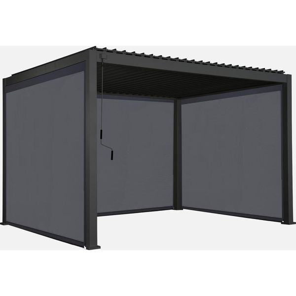 Pergola Bioclimatica 3X4M In Alluminio + 2 Tende Da 3M + 1 Tenda Da 4M , Antracite-image