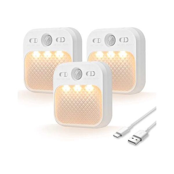 Mertturm Luce Notturna Con Sensore Di Movimento Ricaricabile, Illuminazione Soffusa Delle Scale A Led 3 Modalità Di Sensore, Colori Di Luce Luminosità Dimmerabile Luce Notturna Per-image