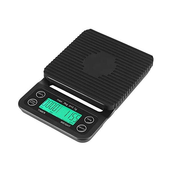 Fdit 3 Kg/0.1G Bilancia Digitale Per Alimenti Abs Bilancia Digitale Da Cucina Multifunzione Bilancia Da Cucina A Sacca Con Display Lcd Funzione Tempo E Tara Elegante-image