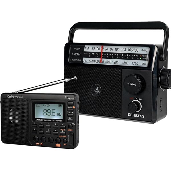Retekess V115 Radio Digitale Portatile, Am Fm Sw, 1000Mah Ricaricabile; TR633 Radio Portatile, Connettore Antenna Esterna, Radio Portatile, Am Fm-image