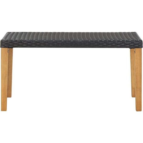 Vidaxl Panchina Da Giardino 120 Cm In Poly Rattan Nero E Legno Massiccio Di Acacia-image