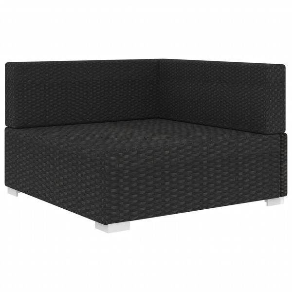 Vidaxl Divano Modulare Ad Angolo 1 Pezzo + Cuscini In Rattan Nero-image
