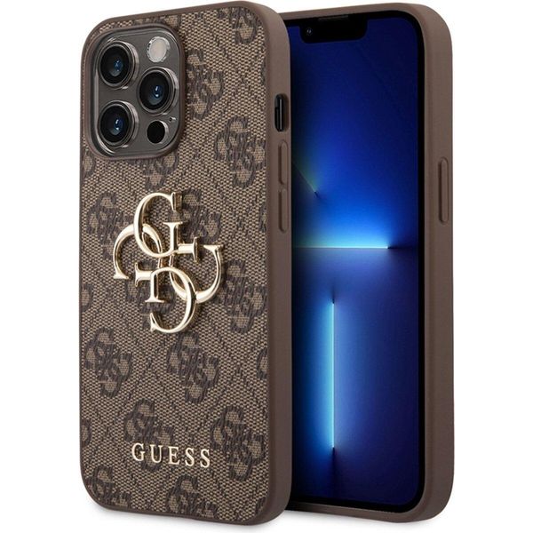 Guess Guhcp14L4Gmgbr Iphone 14 Pro6,1 BrąZowy/Brown Custodia Rigida 4G Grande Logo In Metallo-image