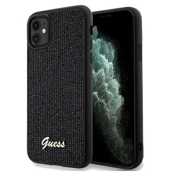 Guess Guhcn61Pmsdgsk Custodia Rigida Per Iphone 11 / Xr 6.1 Czarny/Nero Disco Metal Script-image