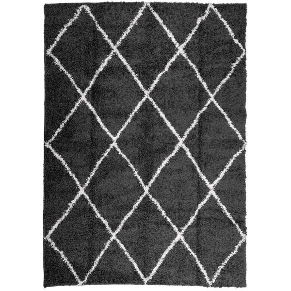 Vidaxl Tappeto Shaggy A Pelo Alto Moderno Nero E Crema 240X340 Cm-image