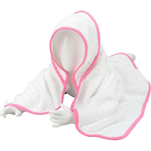 A&R 032.50 | Asciugamano Con Cappuccio Per Bambini / 75 X 75 Cm - Colore: Bianco/Bianco/Rosa - Dimensioni: 75 X 75 Cm-image