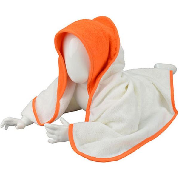 A&R 032.50 | Asciugamano Con Cappuccio Per Bambini / 75 X 75 Cm - Colore: Bianco/Arancione Chiaro/Arancione Chiaro - Dimensioni: 75 X 75 Cm-image