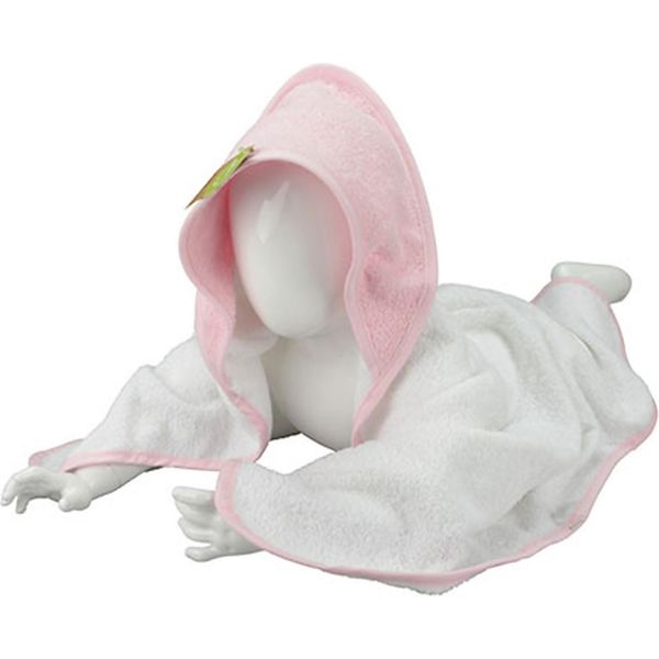 A&R 032.50 | Asciugamano Con Cappuccio Per Bambini / 75 X 75 Cm - Colore: Bianco/Rosa Chiaro/Rosa Chiaro - Dimensioni: 75 X 75 Cm-image