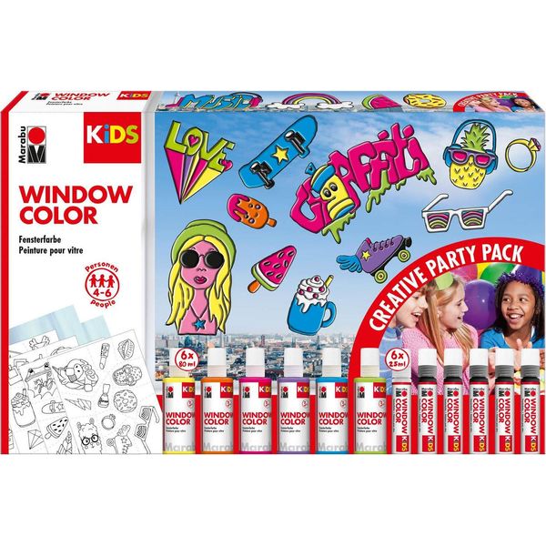 Marabu 306000000101 Marabu Kids Window Color-Set "Party Pack"", 6 X 80 Ml"-image