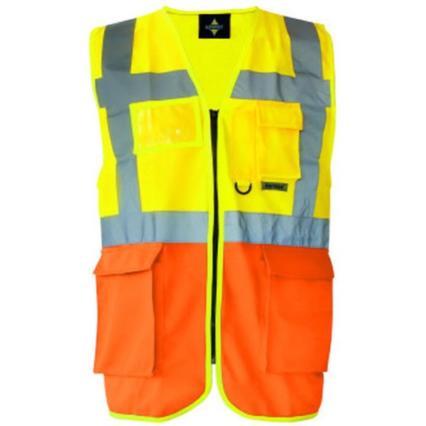 Korntex Kxmf | Gilet Di Segnalazione Multifunzione Executive - Colore: Giallo Segnale/Arancione Segnale - Taglia: L-image