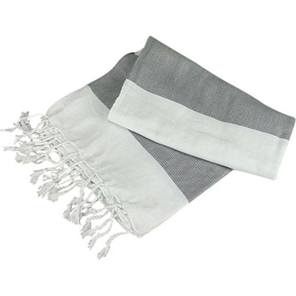 A&R AR058 | Hamamzz® Hamam Towel Antalya,100 X 180 Cm - Farbe: Bianco/Grigio Antracite - Lunghezza: 100 X 180 Cm-image