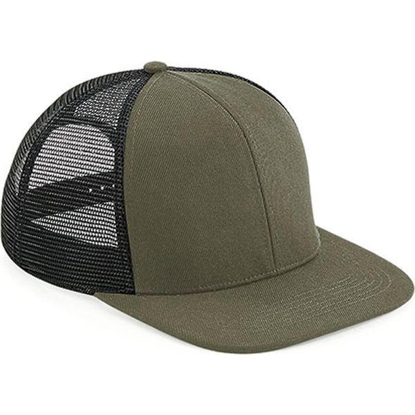 Beechfield B664 | Original Flat Peak 6 Panel Trucker Cap - Colore: Verde Oliva/Nero - Taglia: Unica-image
