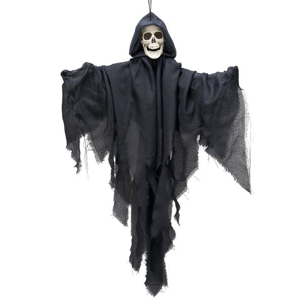 Scheletro Galleggiante Fantasma Halloween Appeso Decorazione Grigio 90Cm - Taglia Unica-image