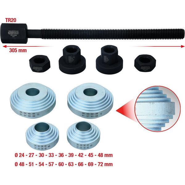Ks Tools Set Di Utensili Universali Per Cuscinetti Ruota 9 Pezzi Ø 24 - 72 Mm - 150.2460-image