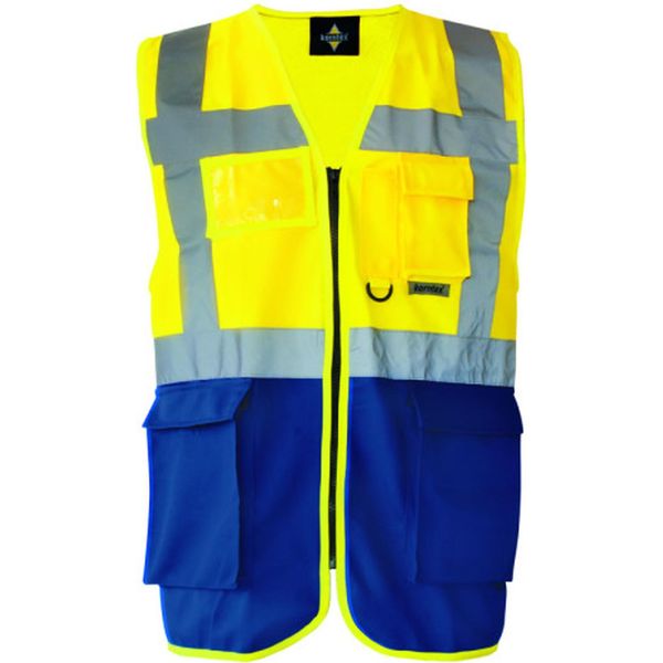 Korntex Kxmf | Gilet Di Segnalazione Multifunzione Executive - Colore: Giallo Segnale/Marino - Taglia: L-image