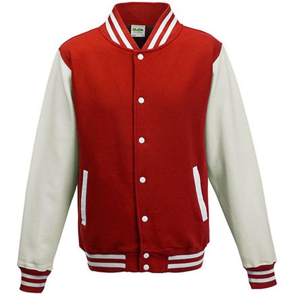 Just Hoods JH043 | Giacca Varsity / Giacca College - Colore: Rosso Fuoco/Bianco - Taglia: Xs-image