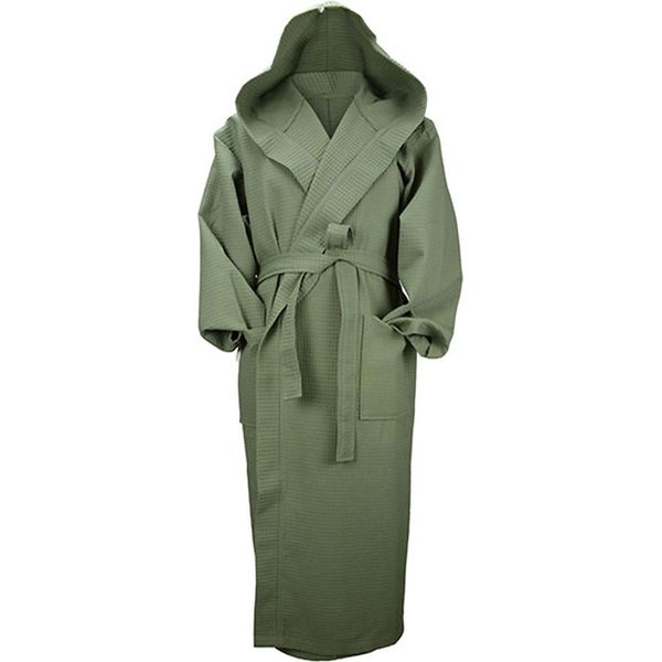 A&R 028.50 | Robezz® Accappatoio In Cialda Con Cappuccio Accappatoio Con Cappuccio - Colore: Verde Militare - Taglia: 4XL-image