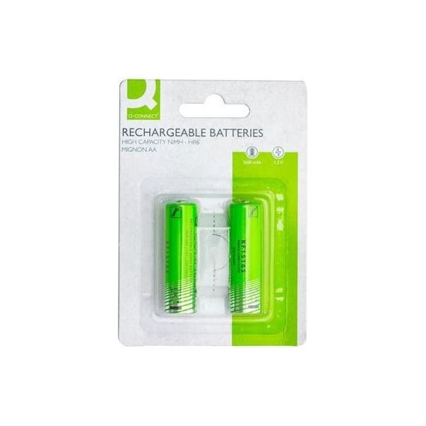 Q-Connect® KF15165 Batterie Ricaricabili Ricaricabili - Mignon/Aa/Hr6, 1,2 V, 2 Pezzi-image