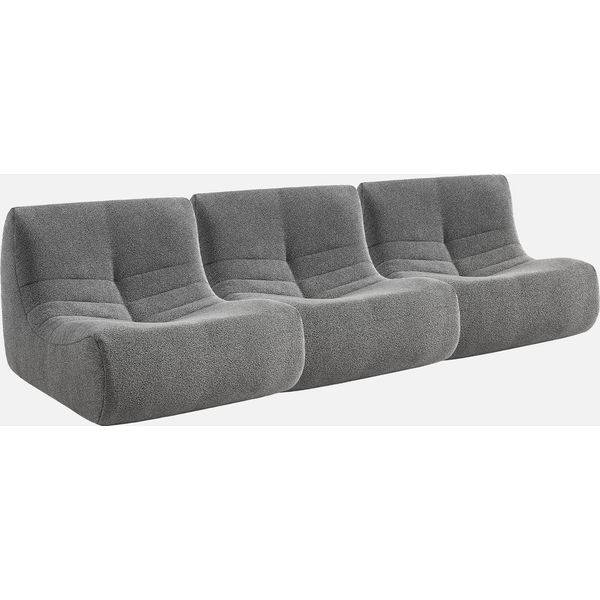 Sweeek - Set Di 3 Poltrone Modulari A 1 Posto Con Rivestimento Bouclé Strutturato - Grigio-image
