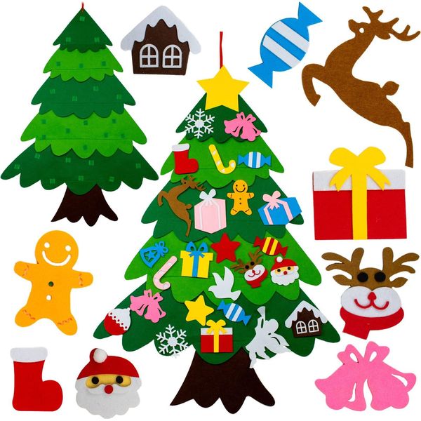 Albero Di Natale In Feltro Con Ornamenti Giocattolo Regalo Di Natale Per Bambini Creativo Fai Da Te-image