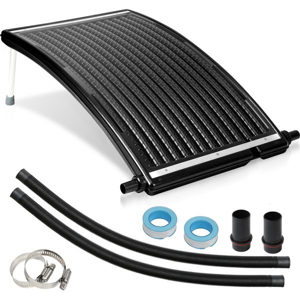 Jayseuw Riscaldamento Solare Piscina Riscaldatore Per Piscina Staffa Retrattile Nera Assorbitore Solare 110 X 65 X 15 Cm - Tipo Curvo-image