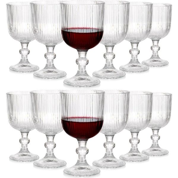 Vilde | Set Di Bicchieri Da Vino - 12 Pezzi - Bicchiere Scanalato - 340 Ml - Lavabile In Lavastoviglie-image