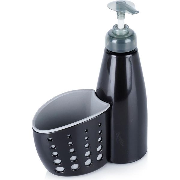 Vilde | Dosatore Di Sapone - Nero - 370 Ml - Dosatore Di Sapone Da Cucina - Con Contenitore Per Spugna-image