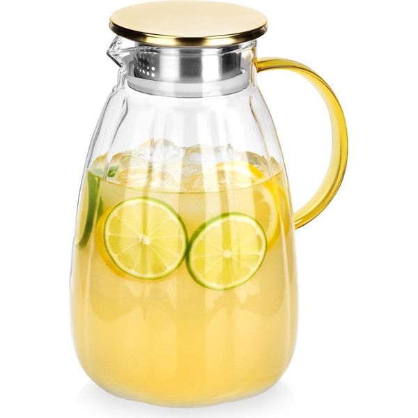 Vilde | Caraffa Di Vetro - Con Coperchio - Trasparente - 2,2 L - Brocca Di Vetro - Universale-image