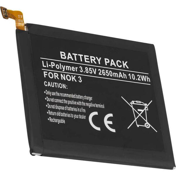 Avizar, Batteria Per Smartphone Per Nokia 3 Li-Polymer HE319 3.85V 2650Mah, Nero-image